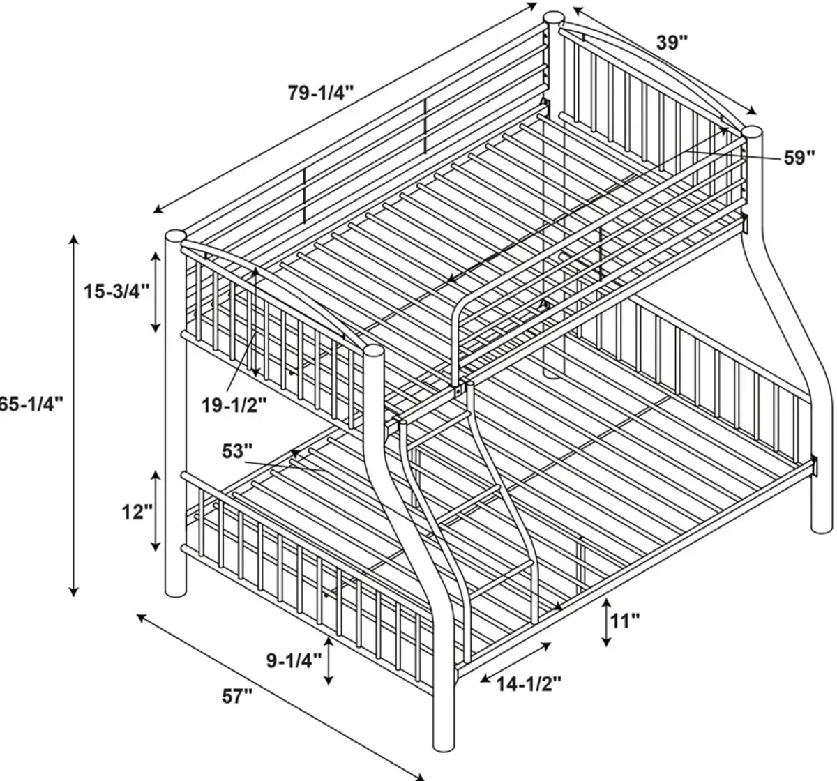 Chase Twin over Full Bunk Bed - Pewter