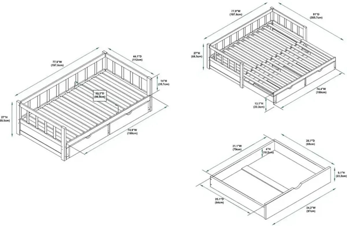 Cayden Daybed - White