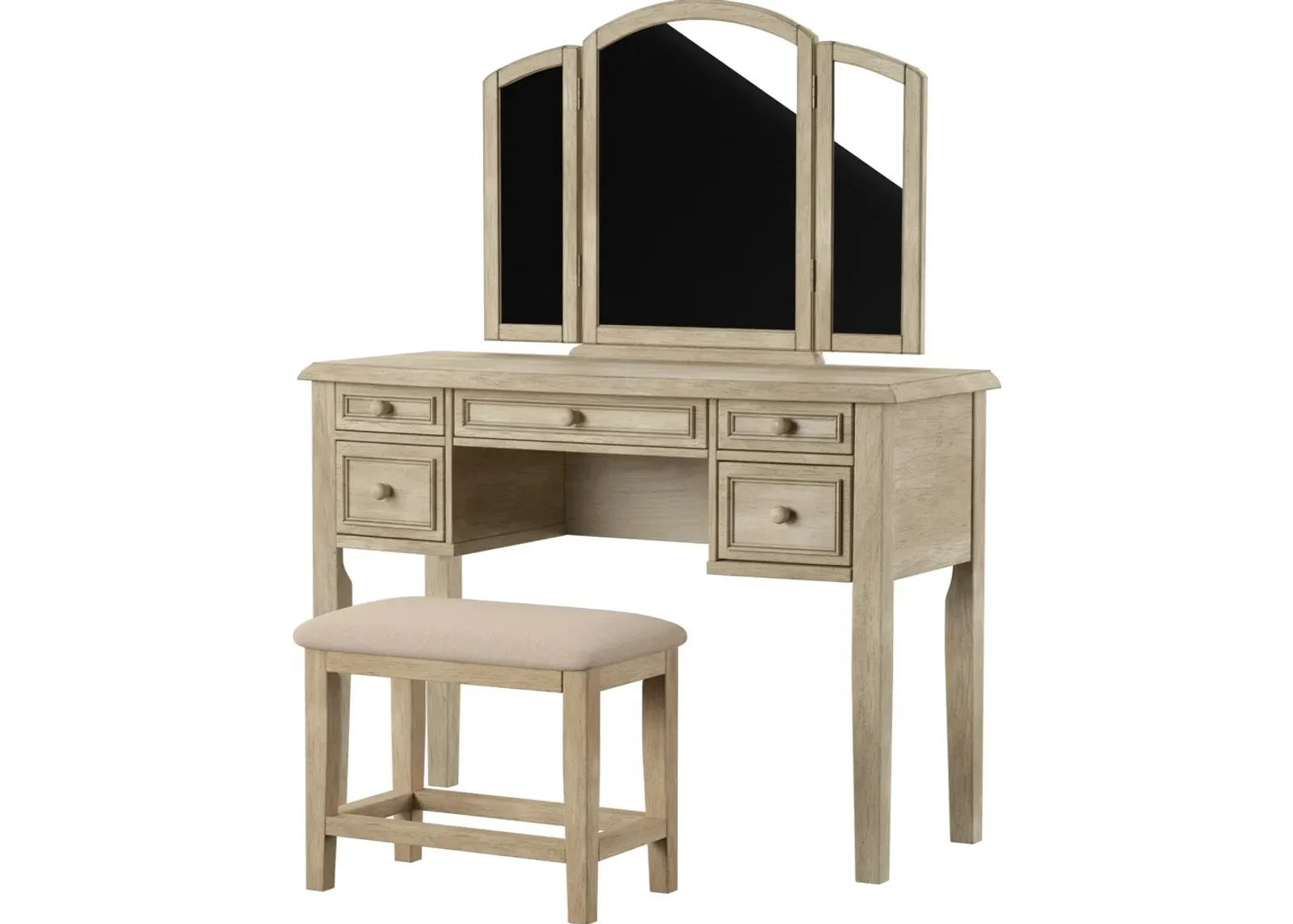 Audrina Vanity with Stool - Tan