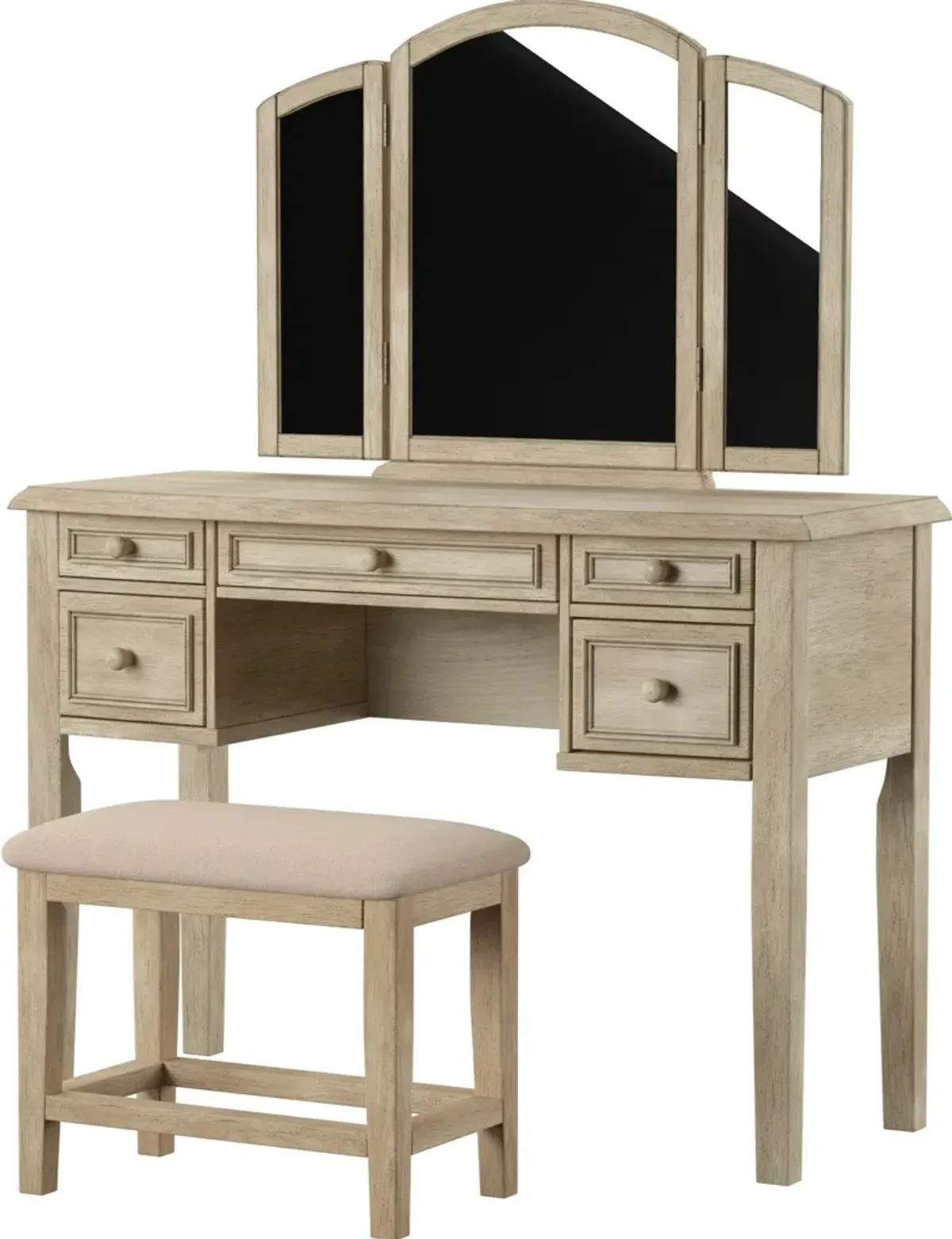 Audrina Vanity with Stool - Tan