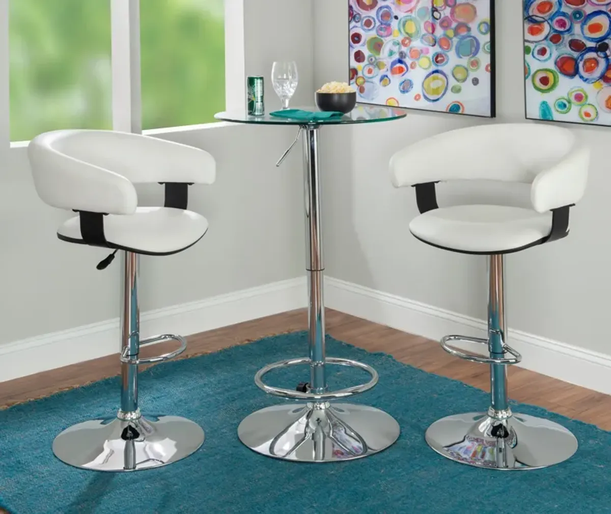 Tonina Adjustable Bar Stool - White