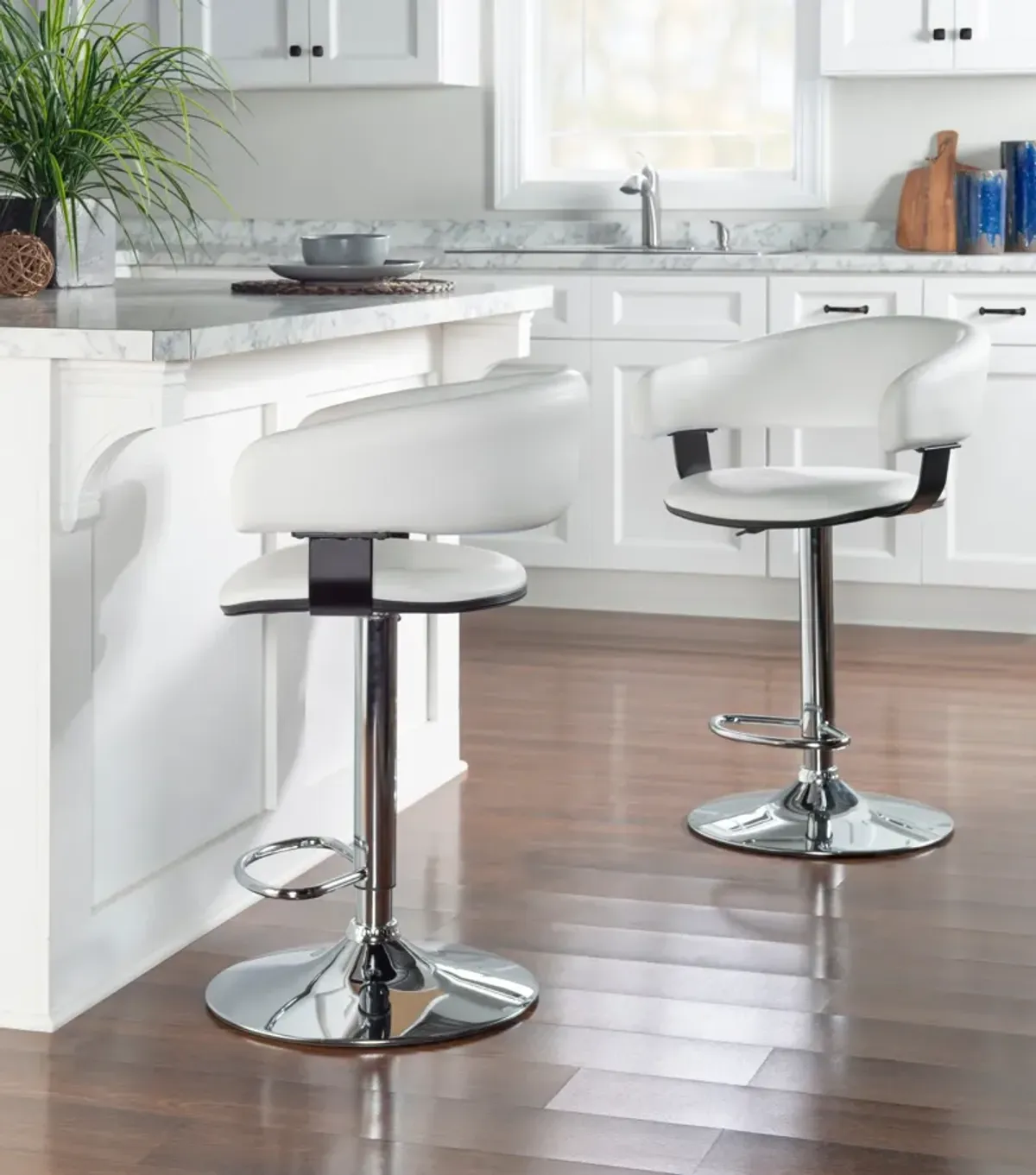 Tonina Adjustable Bar Stool - White