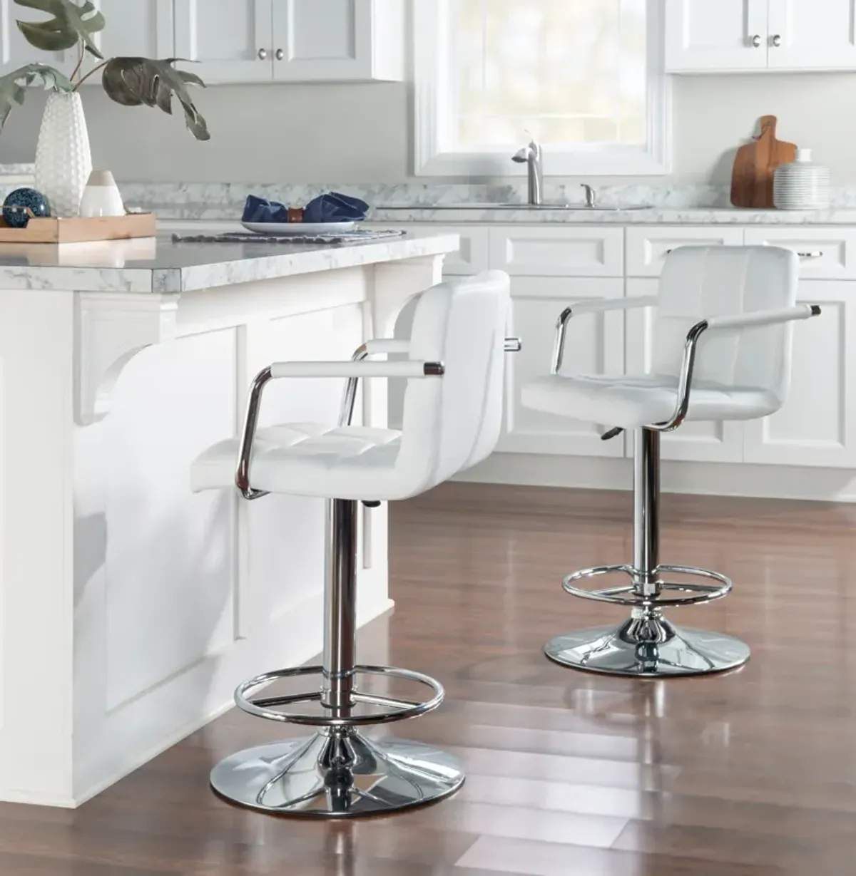 Graydon Adjustable Bar Stool - White