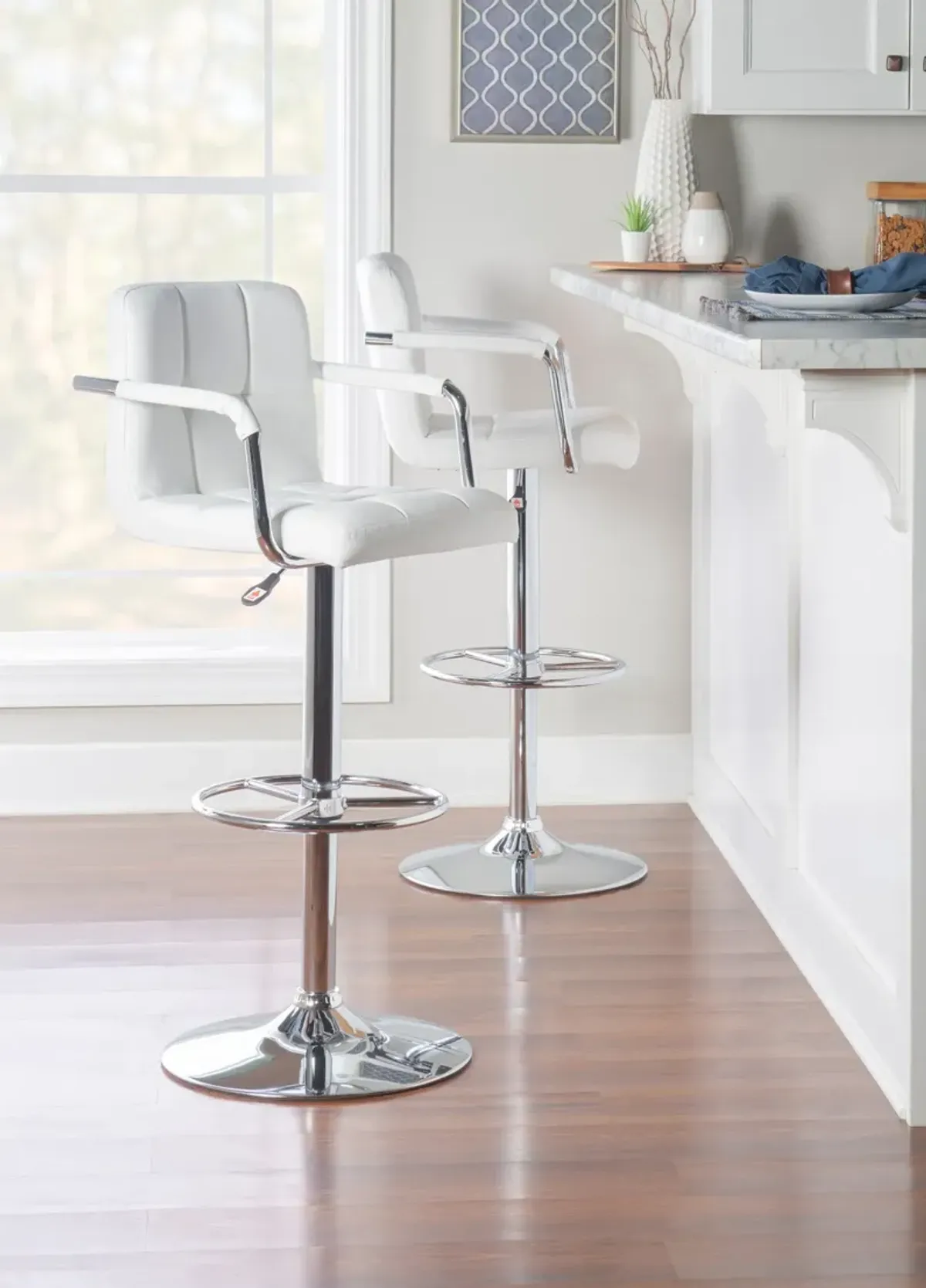 Graydon Adjustable Bar Stool - White