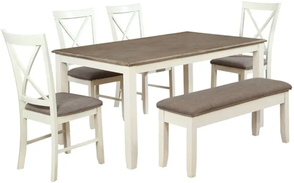 Bassett Dining Table, 4 Chairs and Bench