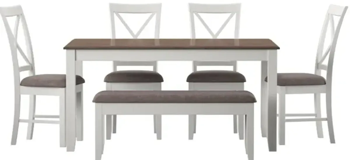 Bassett Dining Table, 4 Chairs and Bench