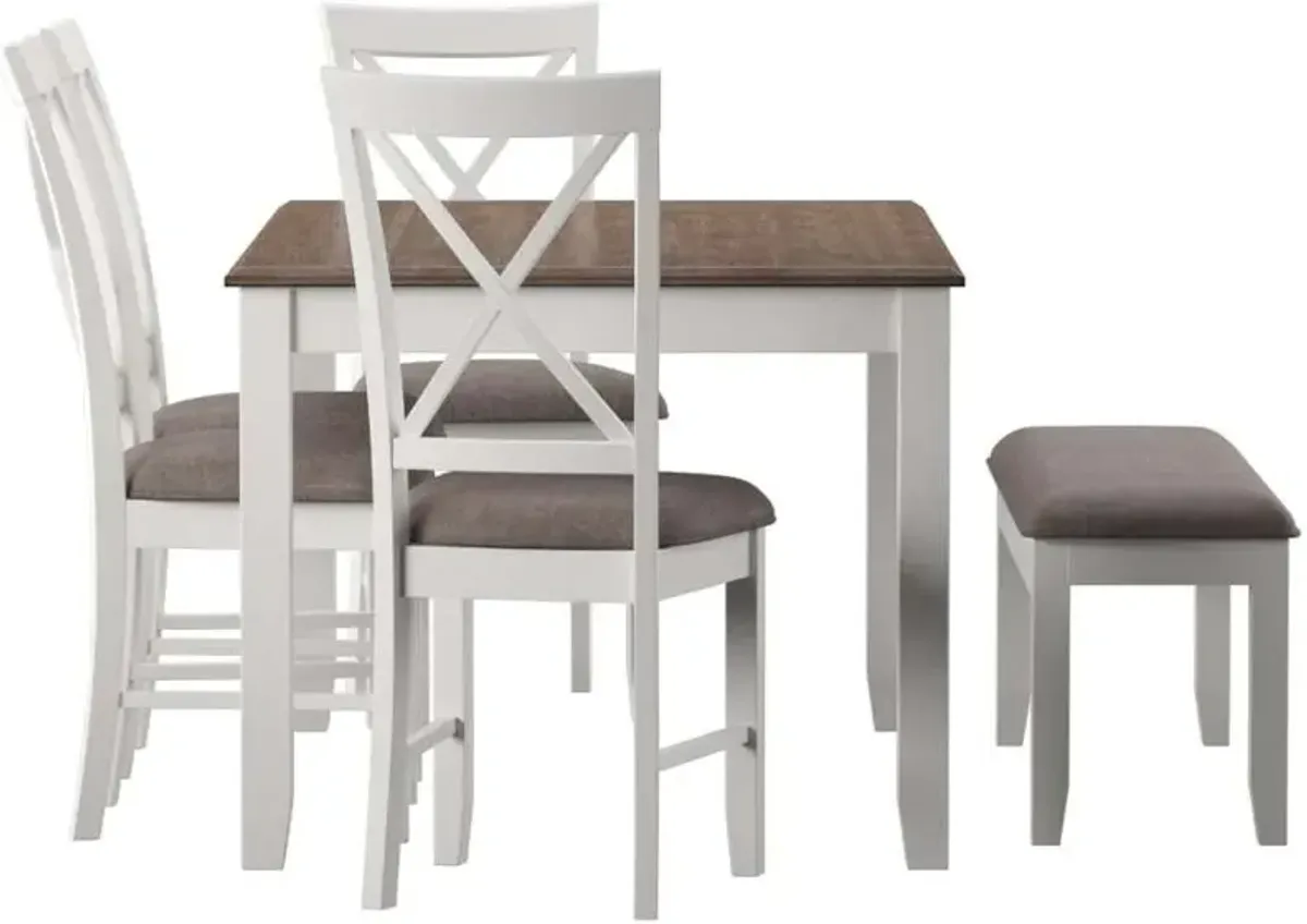 Bassett Dining Table, 4 Chairs and Bench