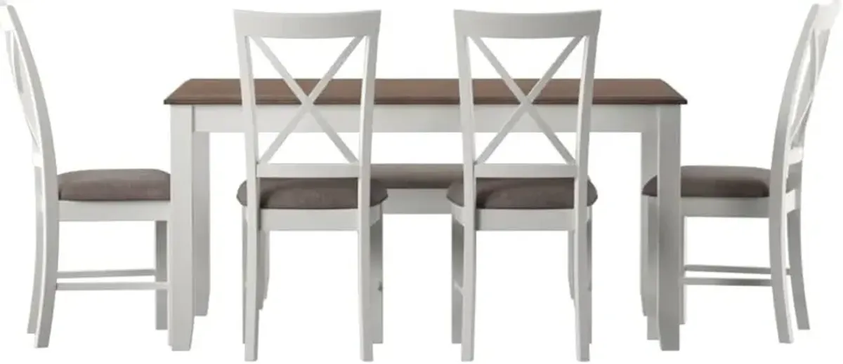 Bassett Dining Table, 4 Chairs and Bench