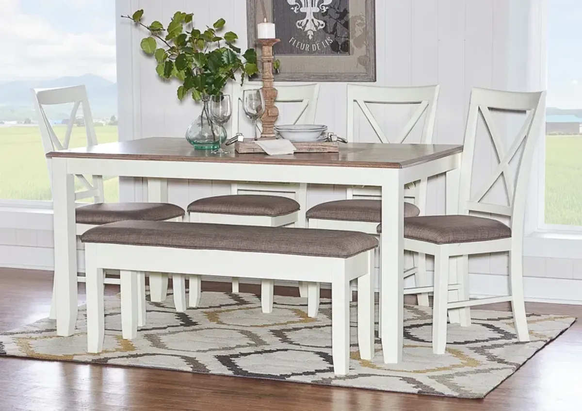 Bassett Dining Table, 4 Chairs and Bench