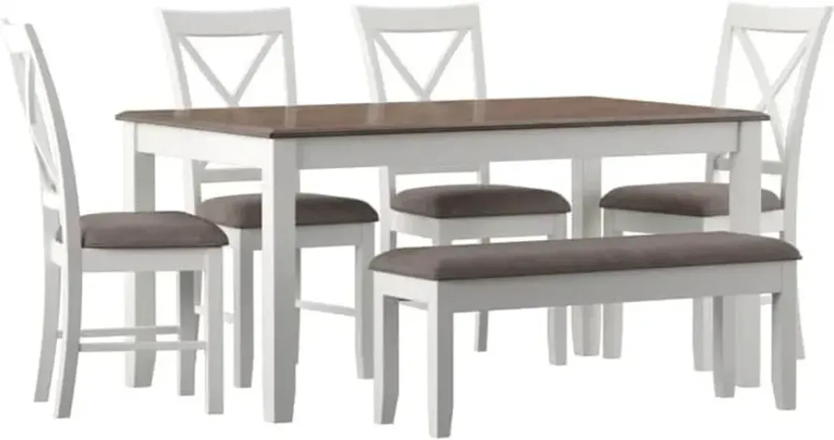 Bassett Dining Table, 4 Chairs and Bench