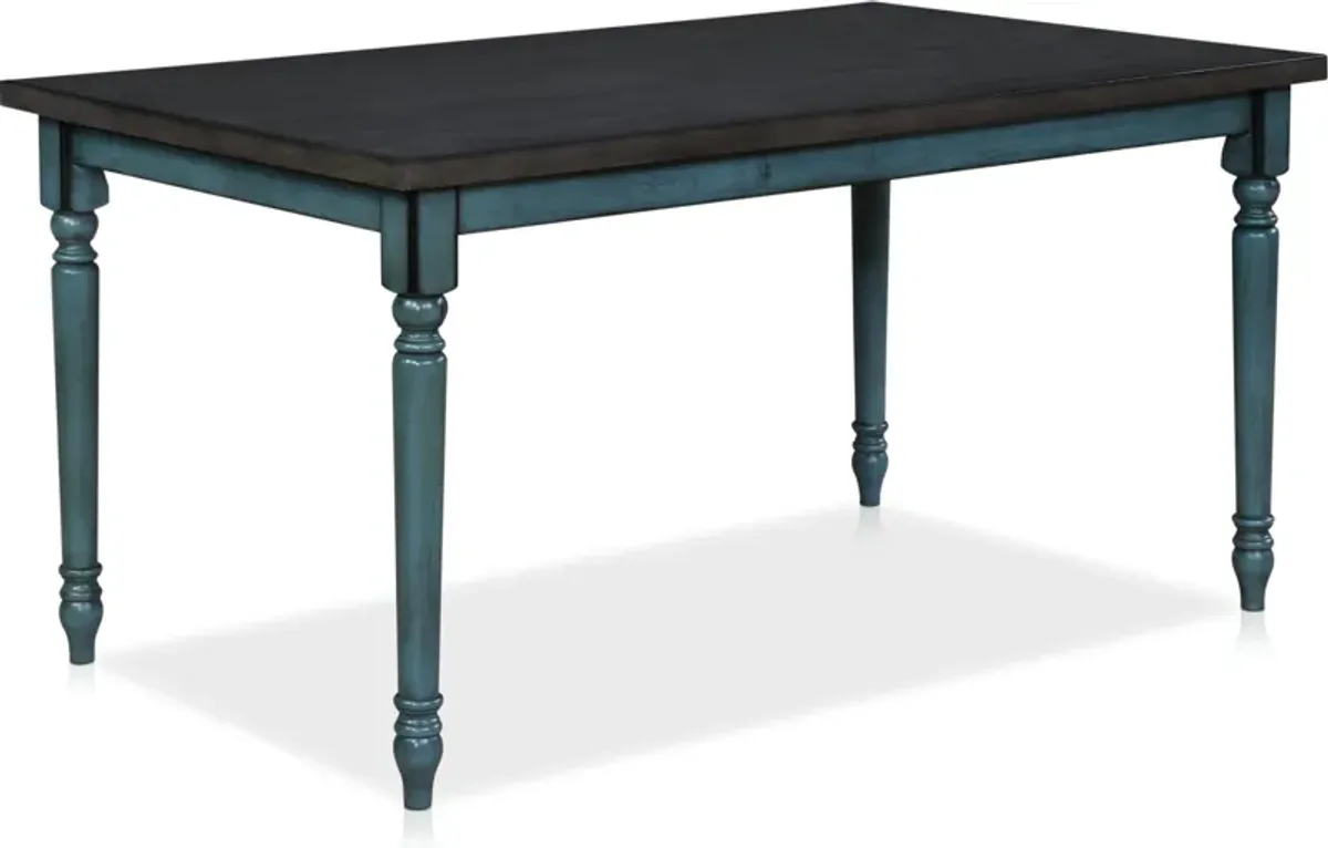 Clayes Dining Table, 4 Chairs and Bench - Teal