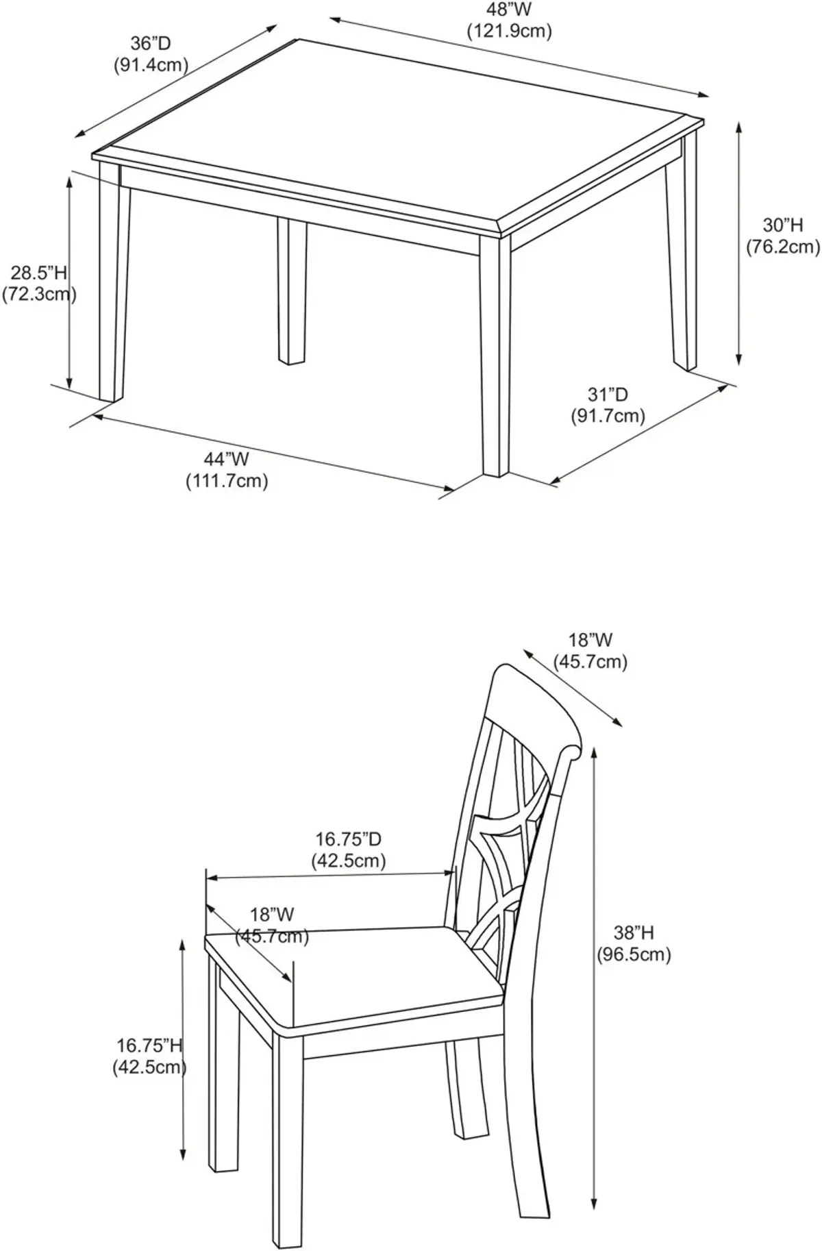 Dani Dining Table and 4 Dining Chairs