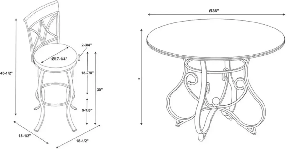 Rosedale 3-Piece Pub Set with Swivel Stools