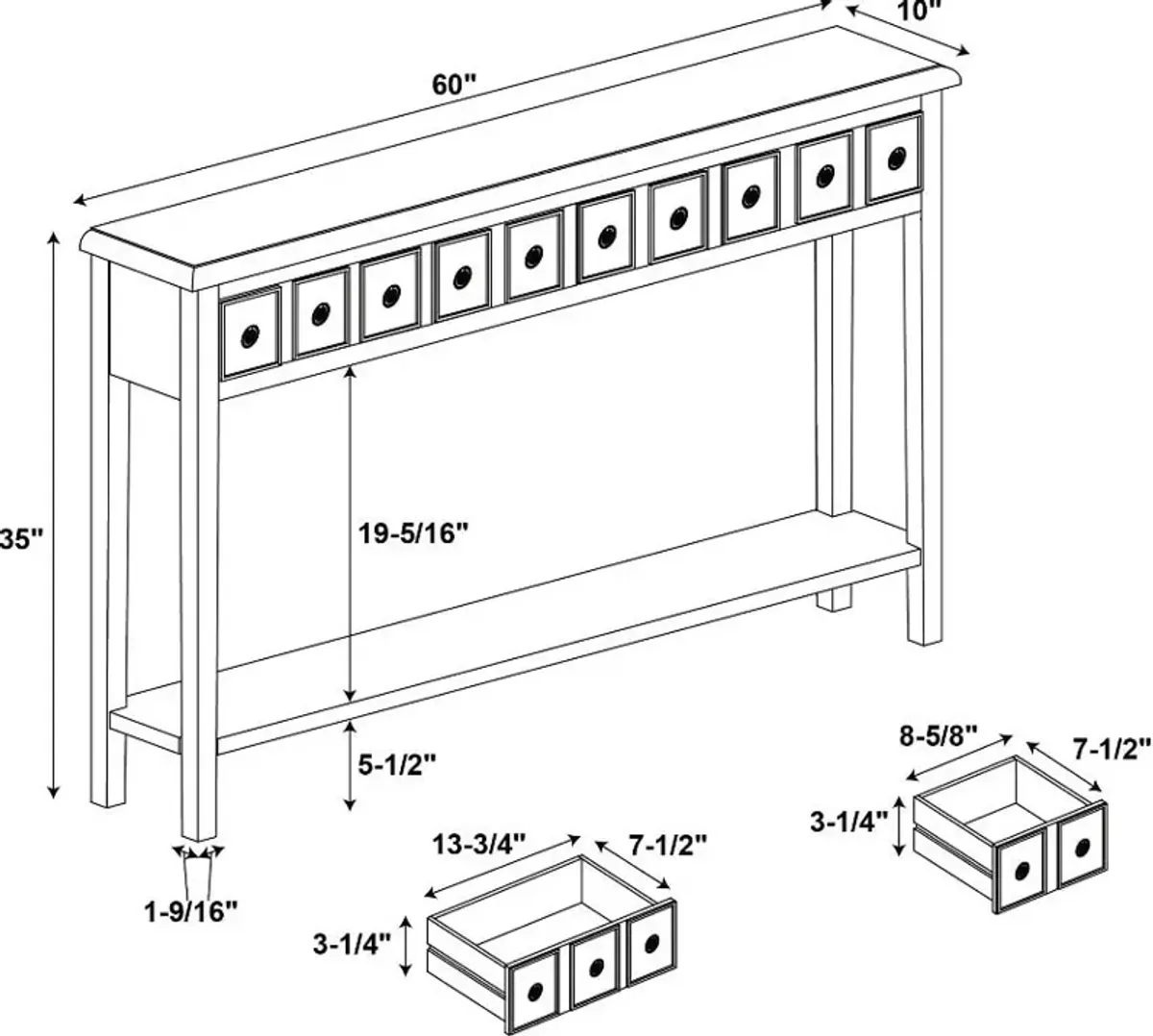 Jovie 60" Console Table - Teal