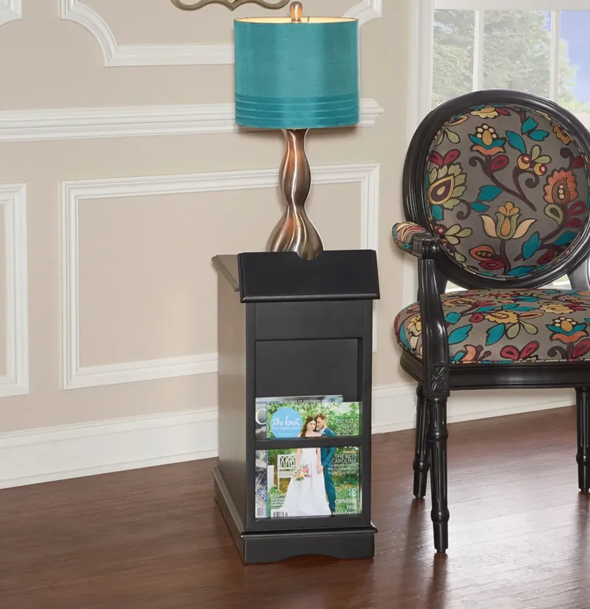 Clarence Side Table with USB Charging - Black