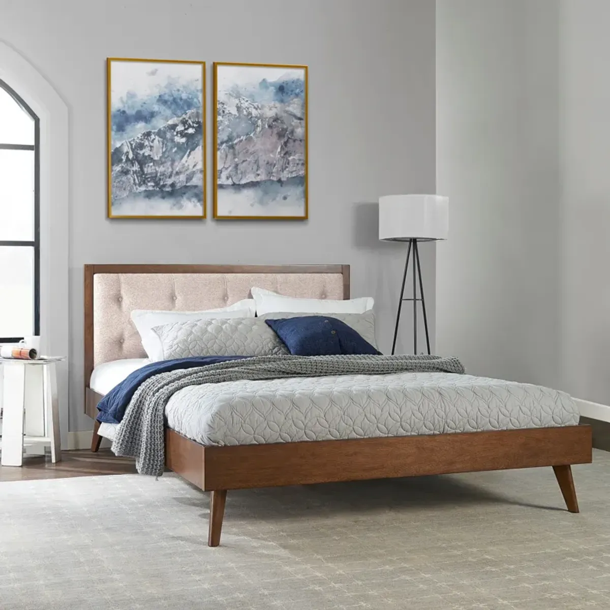 Courtney Upholstered Platform Queen Bed - Oatmeal