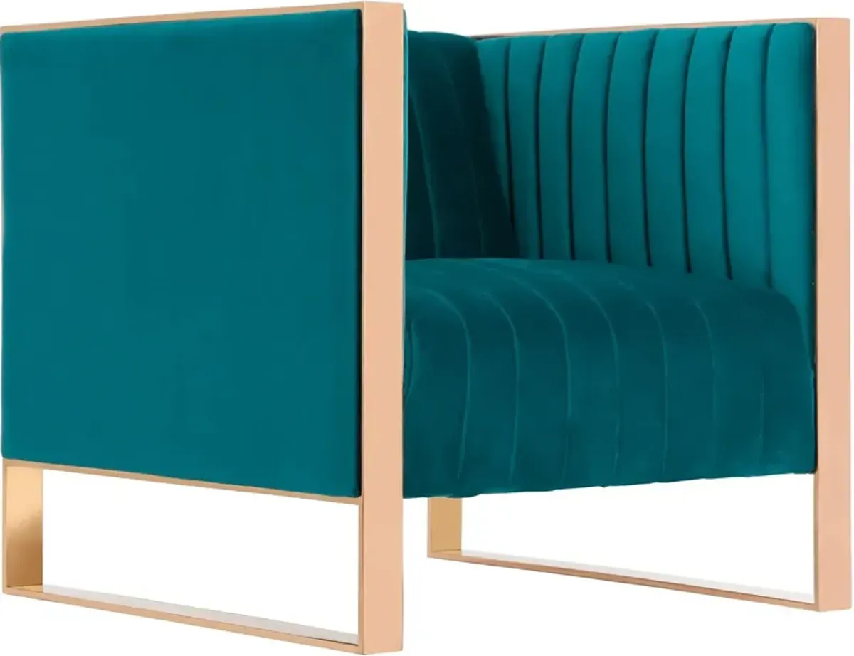 Dobrev Accent Chair - Teal/Rose Gold