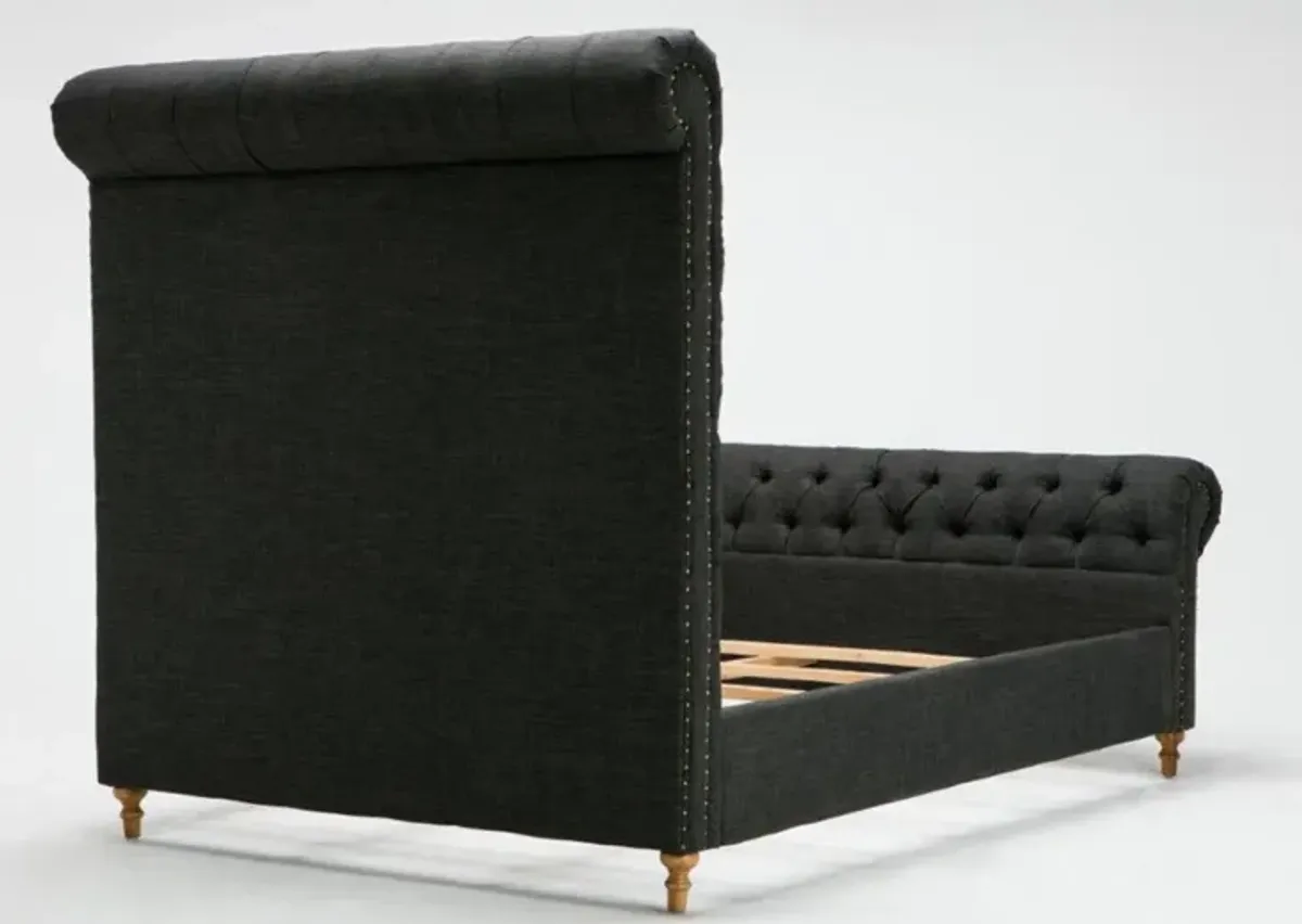 Nina Full Upholstered Platform Bed - Charcoal