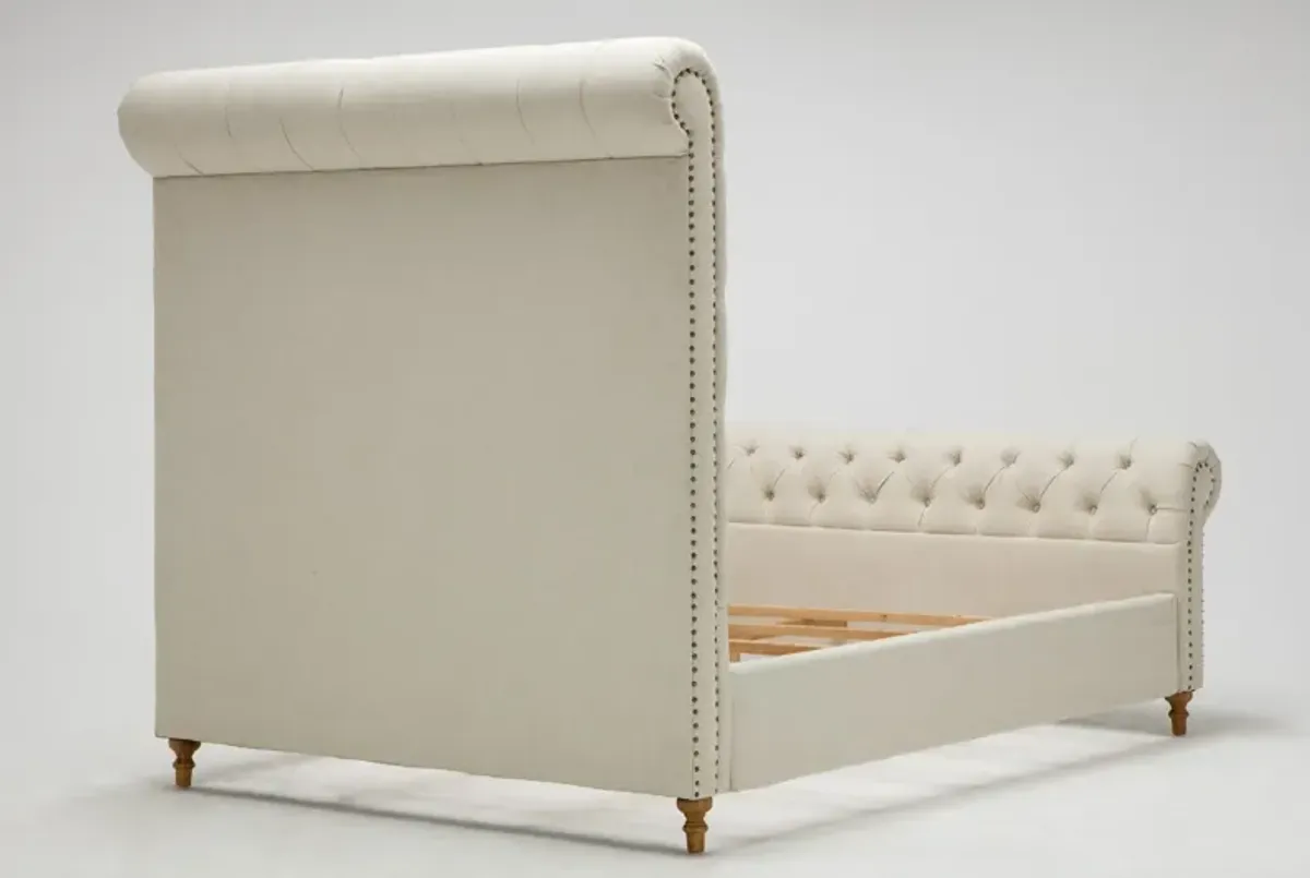 Nina Queen Upholstered Platform Bed - Cream