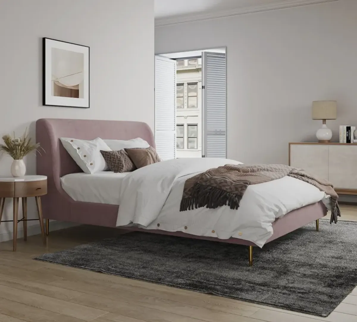 Hudgens Full Upholstered Platform Bed - Blush