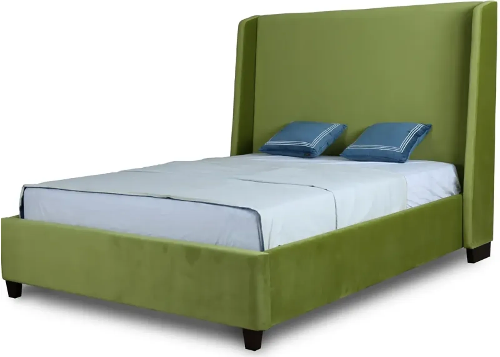 Theron Queen Upholstered Platform Bed - Green