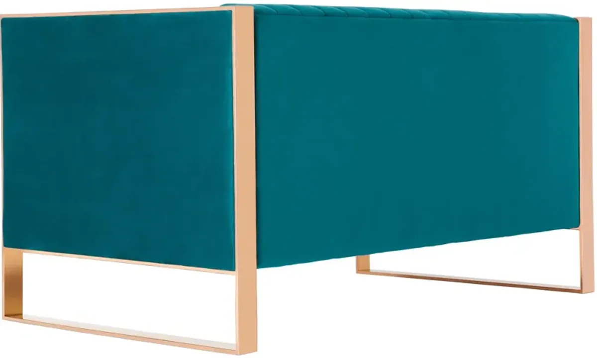 Dobrev Loveseat - Teal/Rose Gold