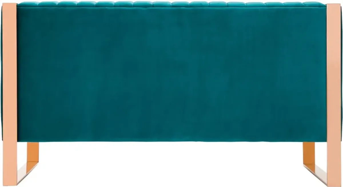 Dobrev Loveseat - Teal/Rose Gold