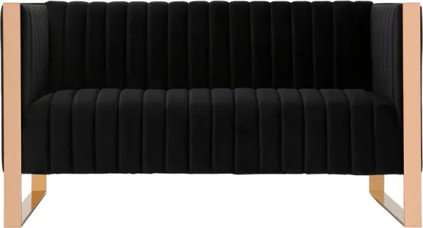 Dobrev Loveseat - Black/Rose Gold