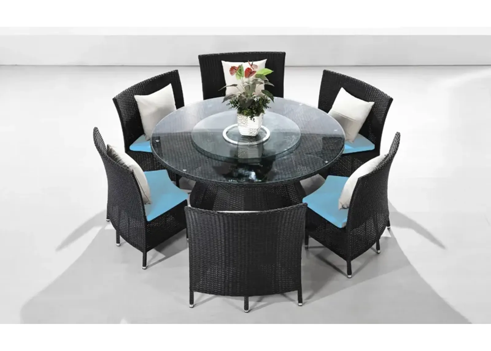 Kauai Outdoor Dining Table and 6 Chairs - Black/Blue