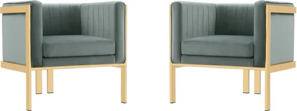 Salma Set of 2 Accent Chairs - Grey