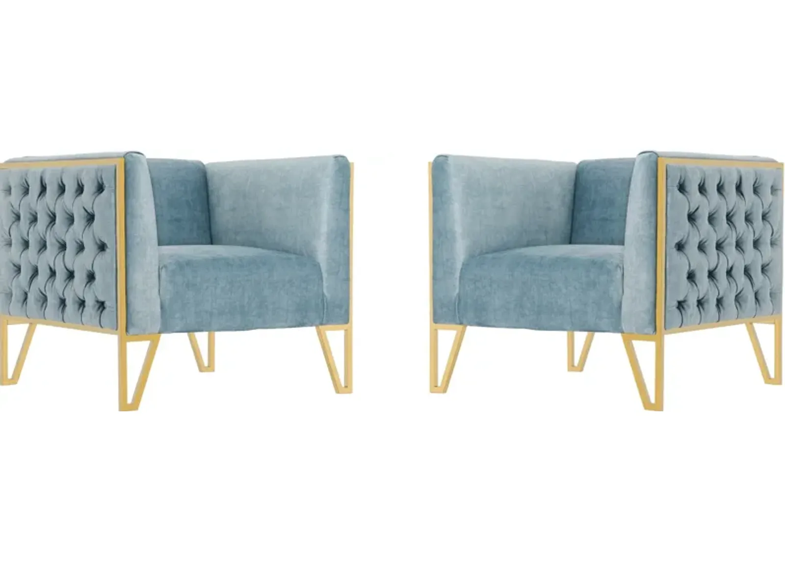 Knightley Set of 2 Accent Chairs - Blue/Gold