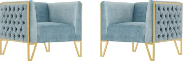 Knightley Set of 2 Accent Chairs - Blue/Gold