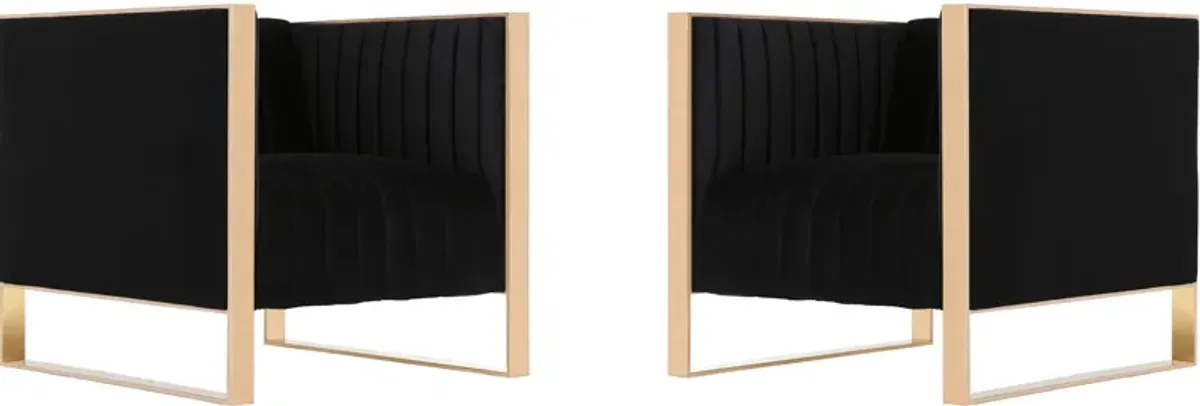 Dobrev Set of 2 Accent Chairs - Black/Rose Gold