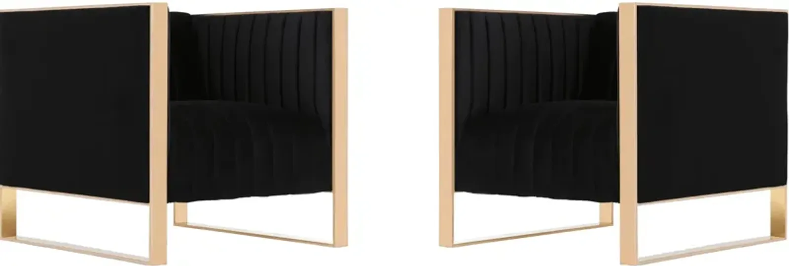 Dobrev Set of 2 Accent Chairs - Black/Rose Gold