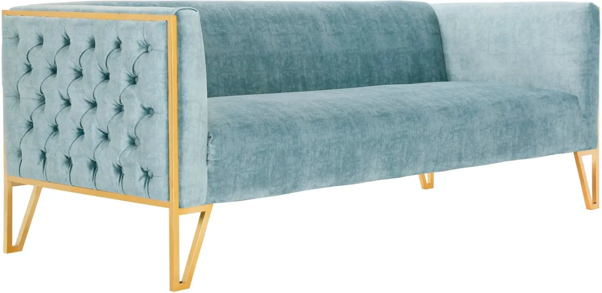 Knightley Sofa and Chair Set - Blue/Gold