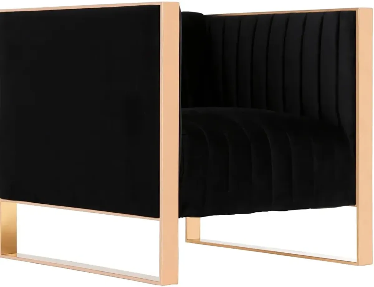 Dobrev Sofa and Chair Set - Black/Rose Gold