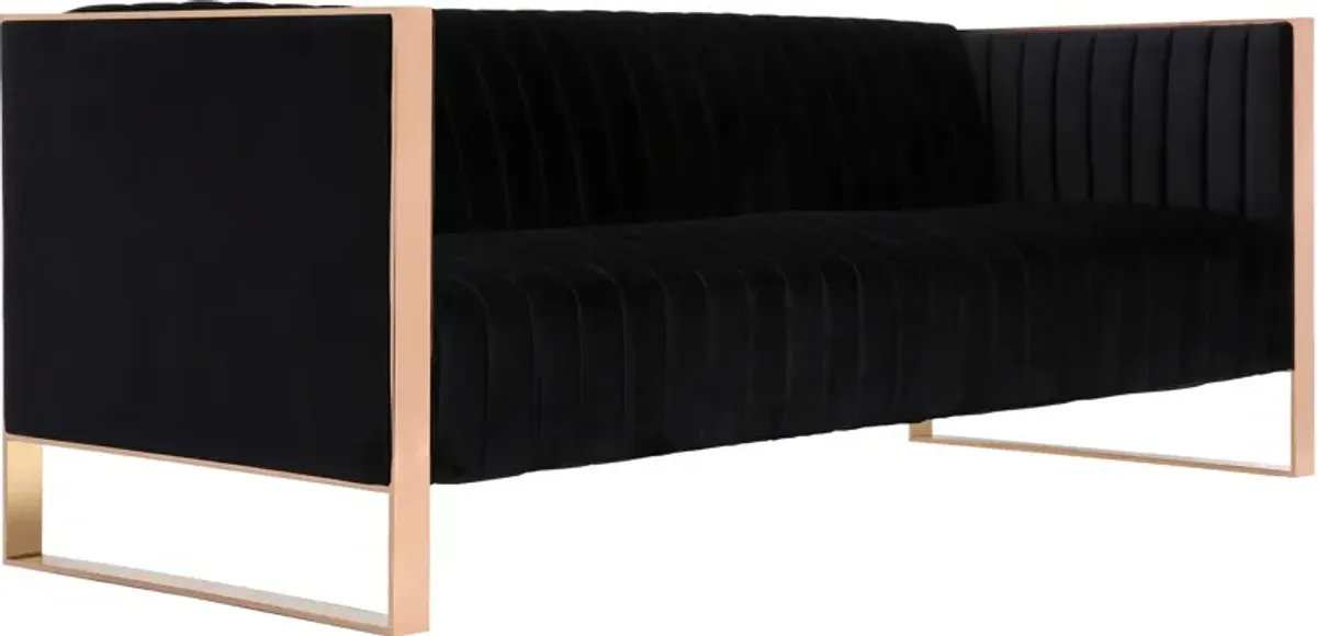 Dobrev Sofa and Set of 2 Chairs - Black/Rose Gold