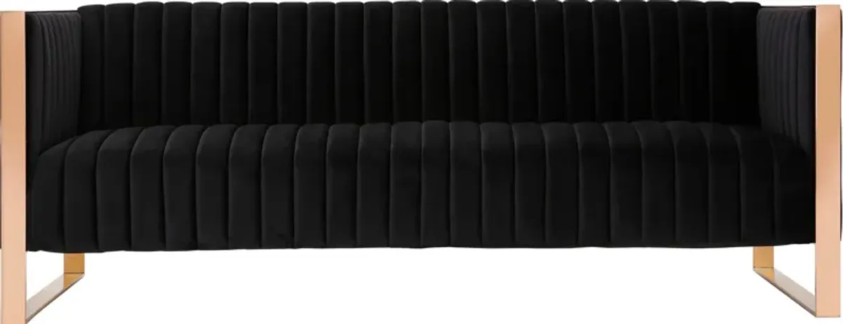 Dobrev Sofa, Loveseat and Chair - Black/Rose Gold