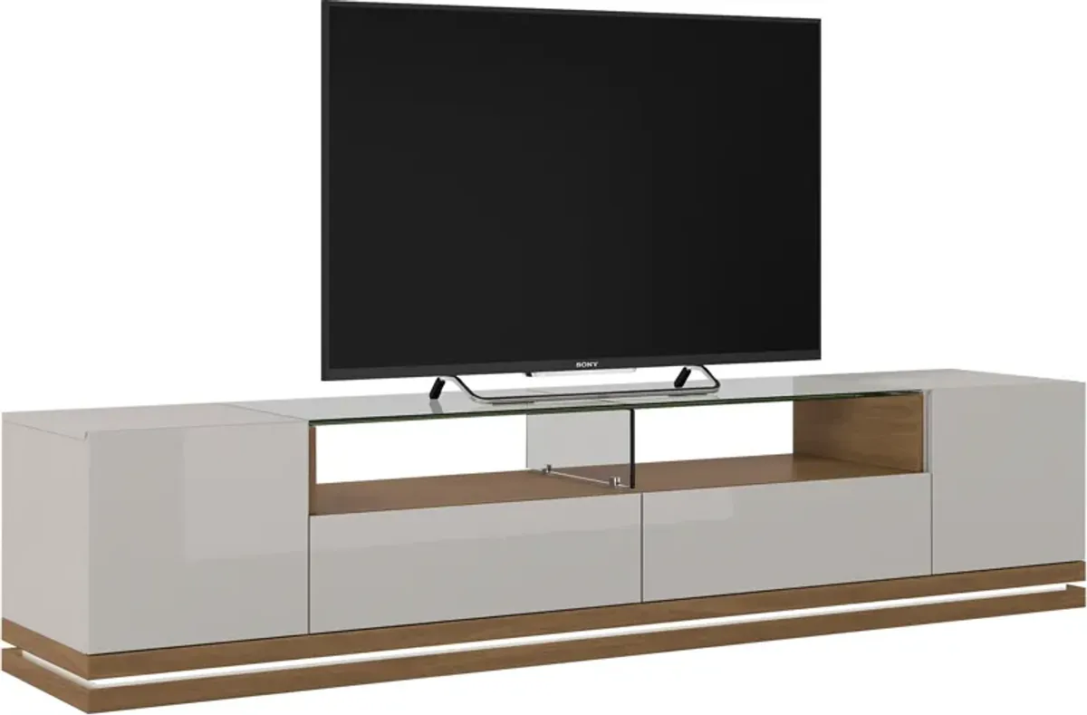 LeVox TV Stand - Off-White/Maple