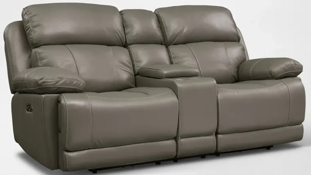 Monte Carlo Dual-Power Reclining Sofa and Loveseat Set - Gray