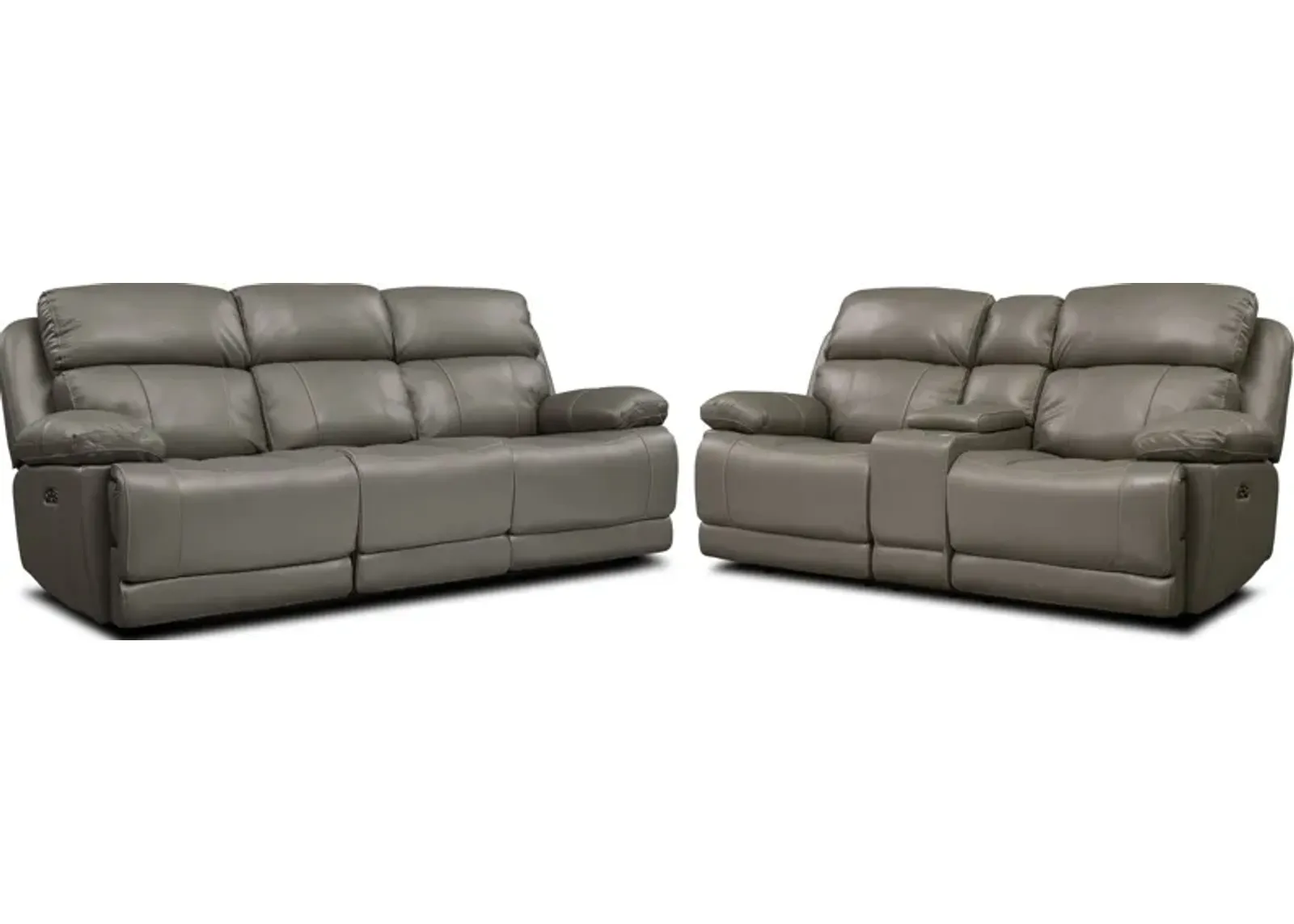 Monte Carlo Dual-Power Reclining Sofa and Loveseat Set - Gray