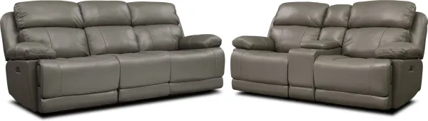 Monte Carlo Dual-Power Reclining Sofa and Loveseat Set - Gray