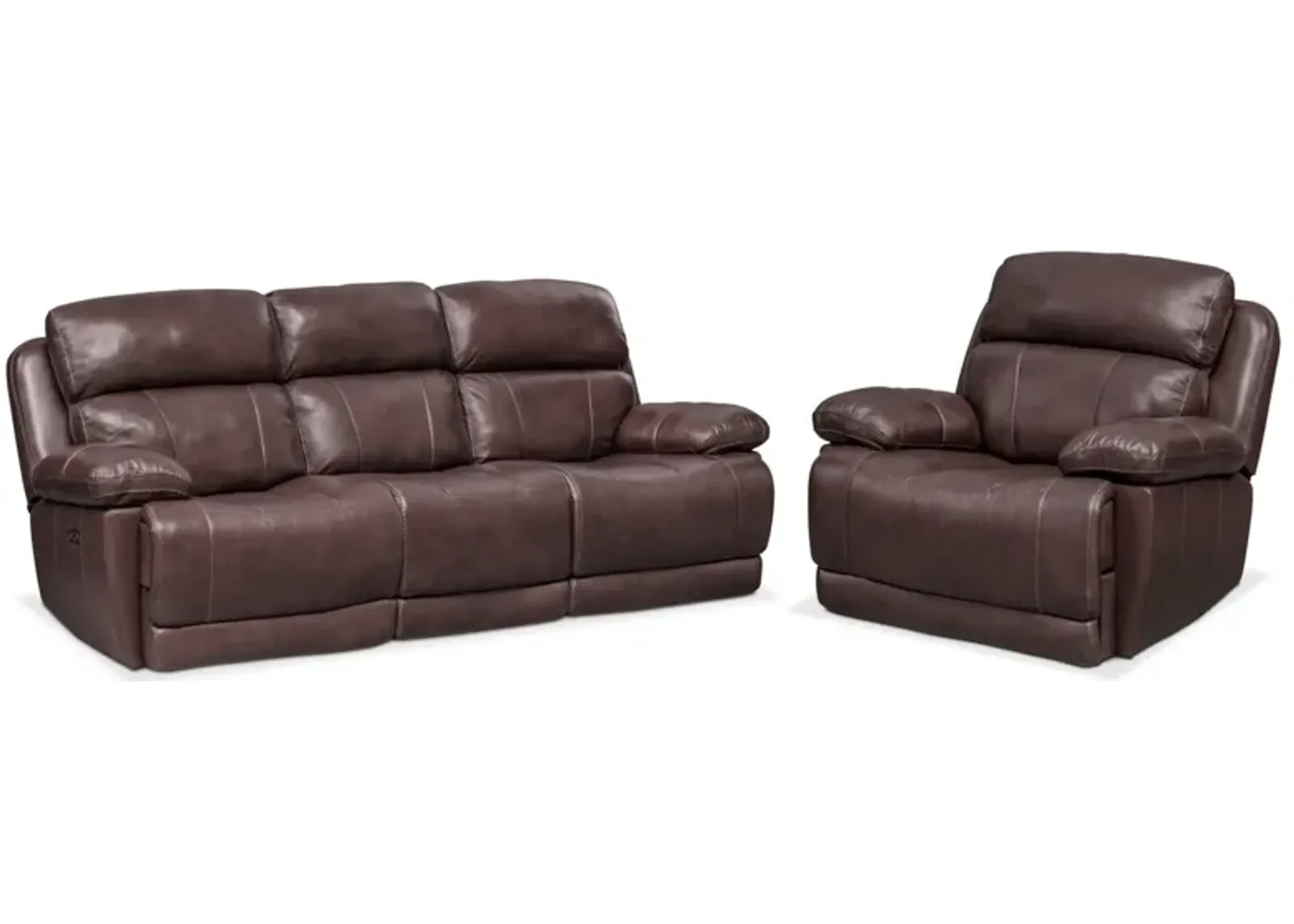 Monte Carlo Dual-Power Reclining Sofa and Recliner Set - Chocolate