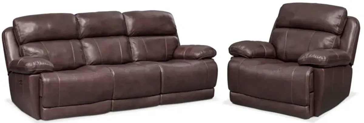 Monte Carlo Dual-Power Reclining Sofa and Recliner Set - Chocolate