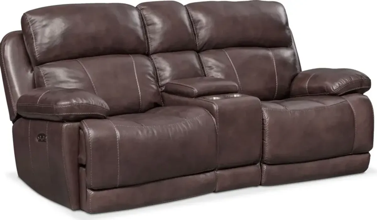 Monte Carlo Dual-Power Reclining Sofa and Loveseat Set - Chocolate