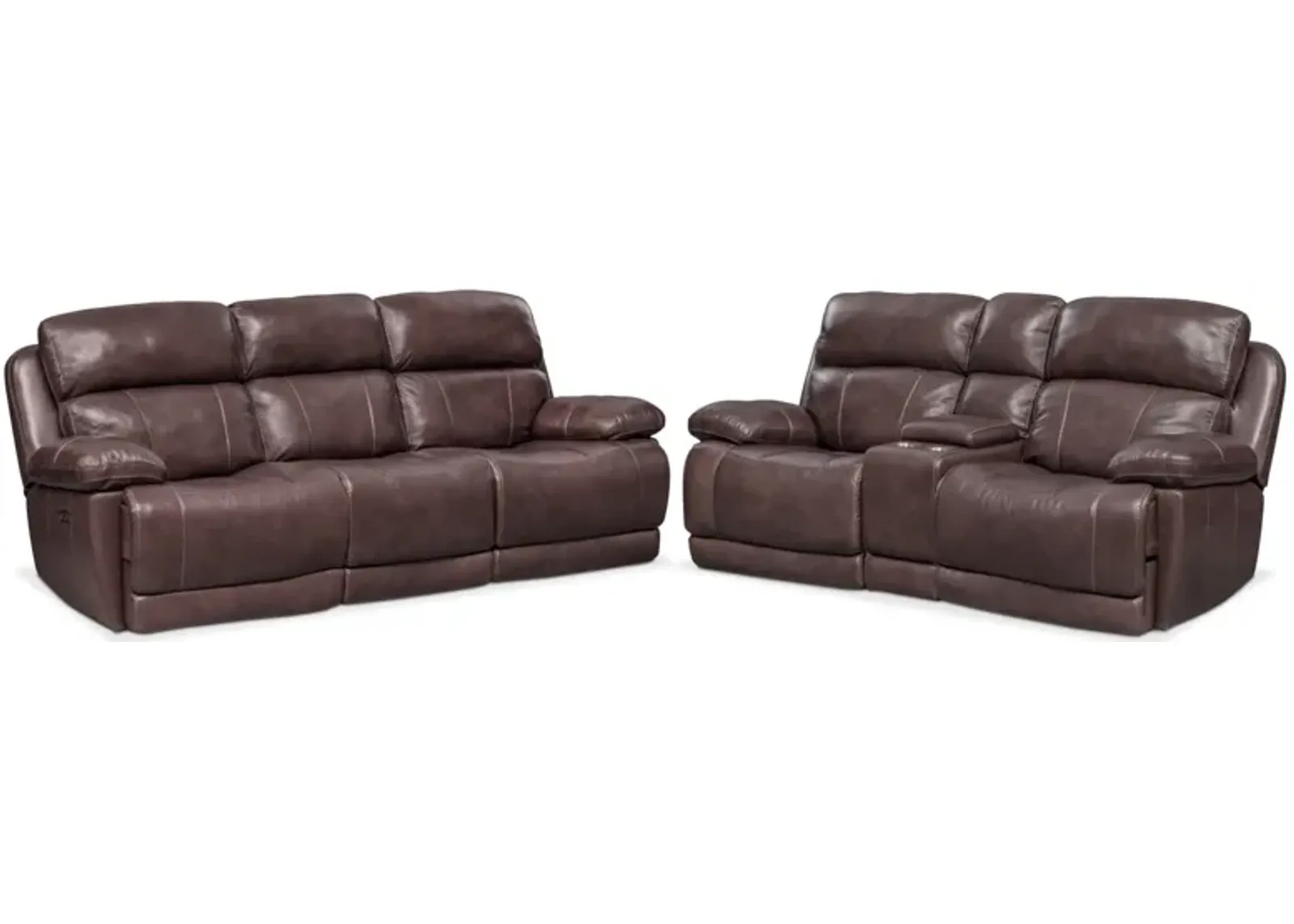 Monte Carlo Dual-Power Reclining Sofa and Loveseat Set - Chocolate