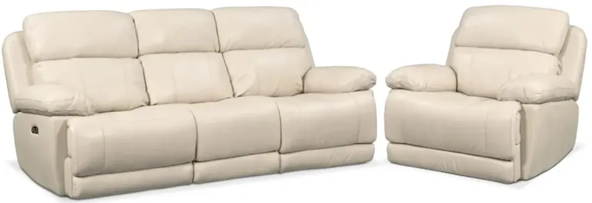 Monte Carlo Dual-Power Reclining Sofa and Recliner Set - Cream