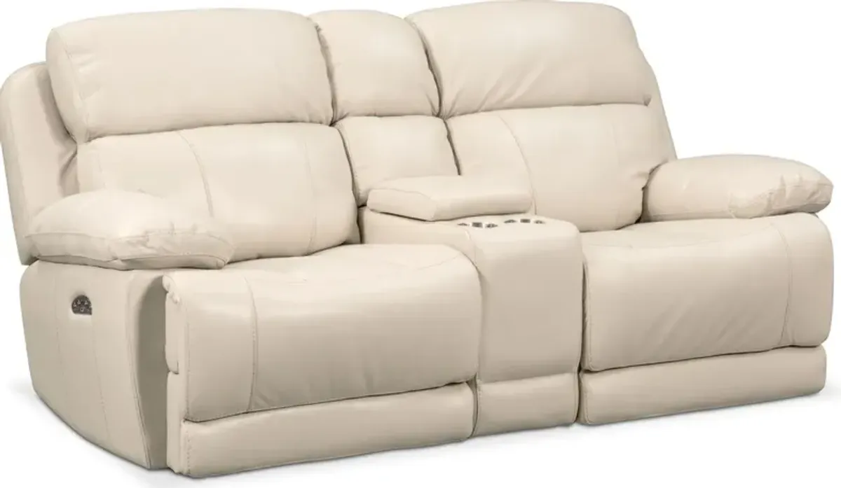 Monte Carlo Dual-Power Reclining Sofa and Loveseat Set - Cream