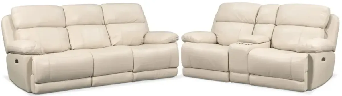 Monte Carlo Dual-Power Reclining Sofa and Loveseat Set - Cream