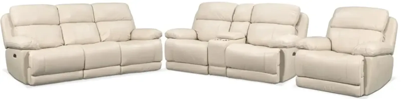 Monte Carlo Dual-Power Reclining Sofa, Loveseat and Recliner - Cream